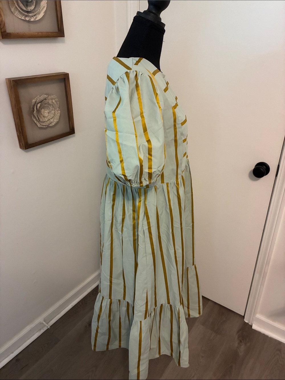 ENGLISH FACTORY Tiered Puff Sleeve Poplin Midi Dress Small - Picture 4 of 6